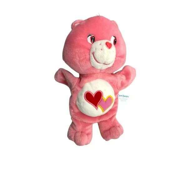 Vintage 2003 Pink Care Bears Love-a-Lot Bear Plush Hand Puppet 9” by Play Along - Picture 3 of 8